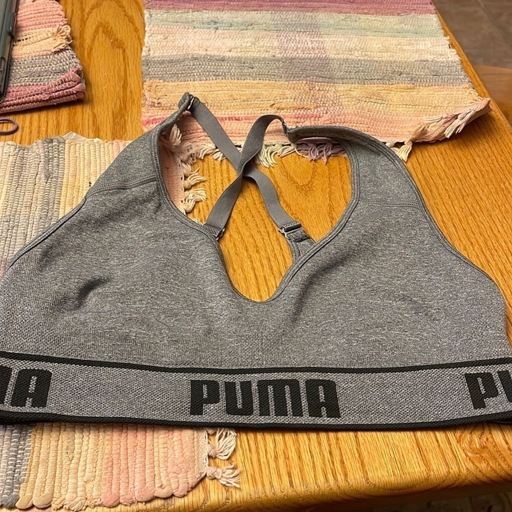 Puma Womens Sports Bra Gray Medium - Picture 1 of 4